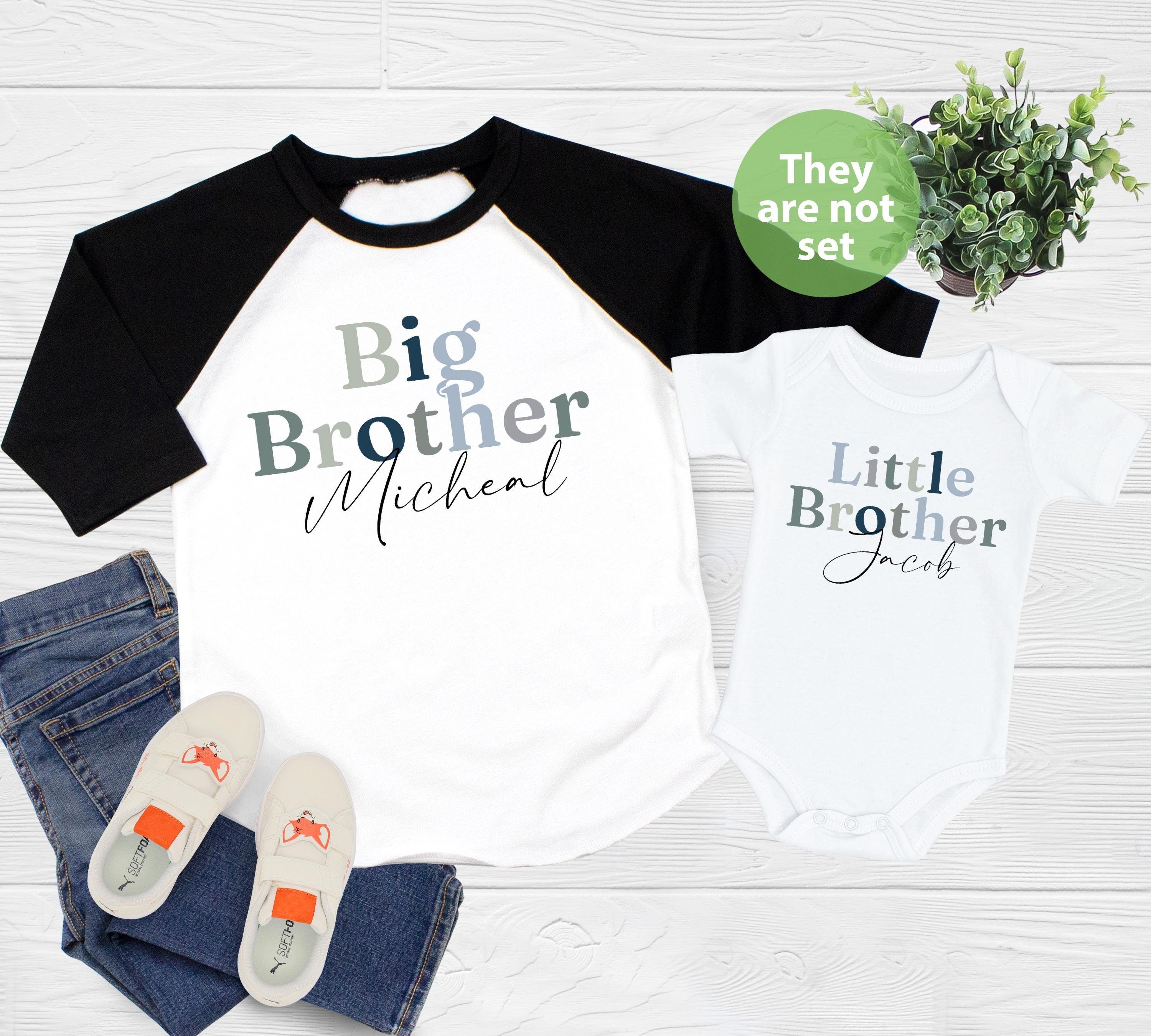 Big Brother Toddler Shirt, Little Brother OnesieĀ®, Cute Sibling Shirts, Pregnancy Reveal Shirt, Custom Matching Brothers Shi