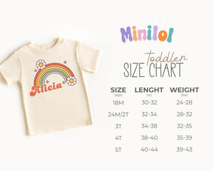 Personalized Retro Rainbow Daisy rainbow design on Baby Natural 12 months US kids numeric