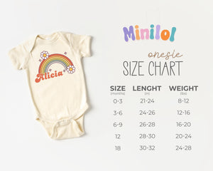 Personalized Retro Rainbow Daisy rainbow design on Baby Natural 6-9 months US kids numeric