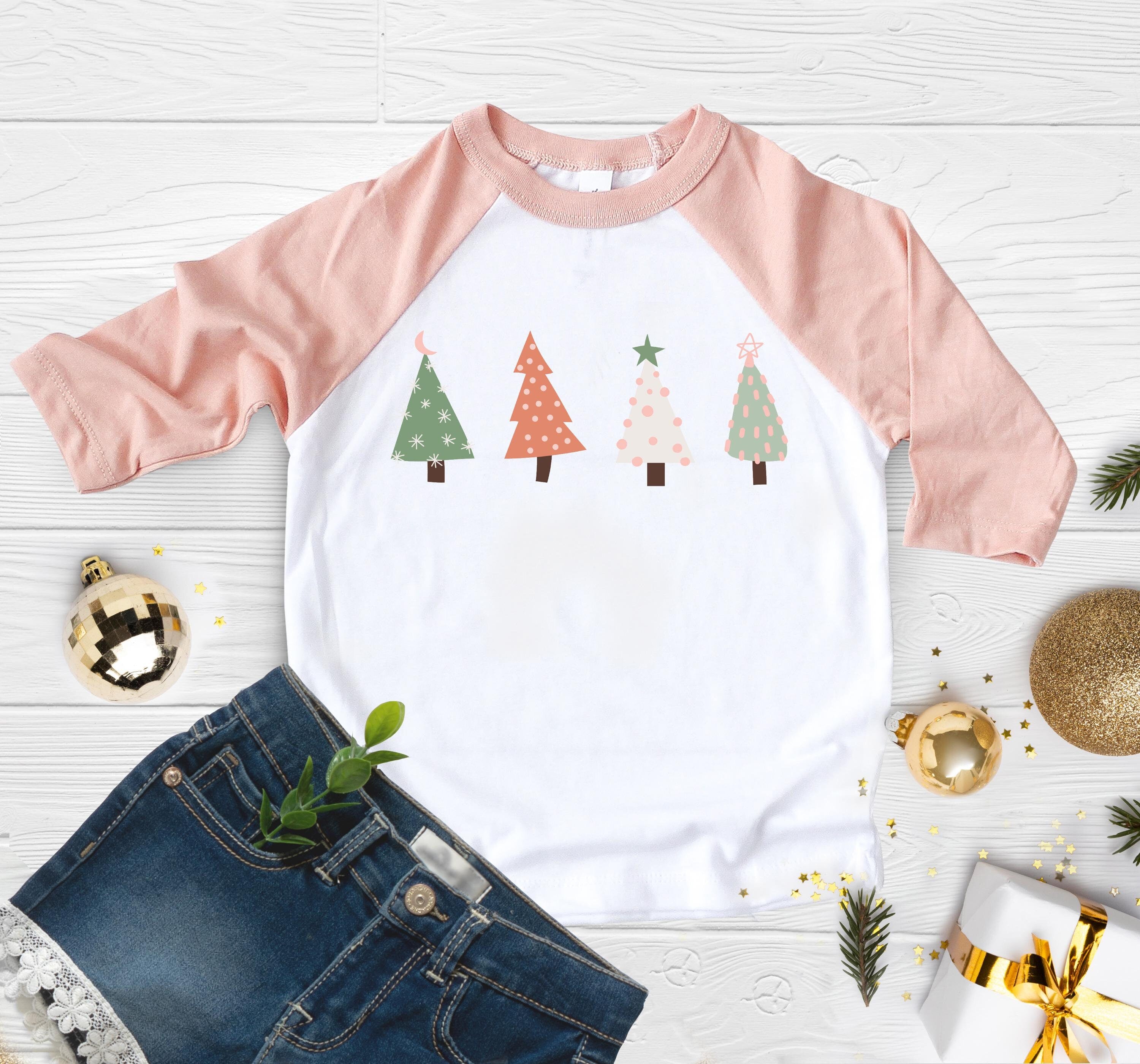Christmas Tree Shirt, Christmas Tree Shirt for Girl, Girls Pink Tree Shirt, Christmas Shirt for Kids, Girls Tree Shirt, Pink Xmas Tree Shirt