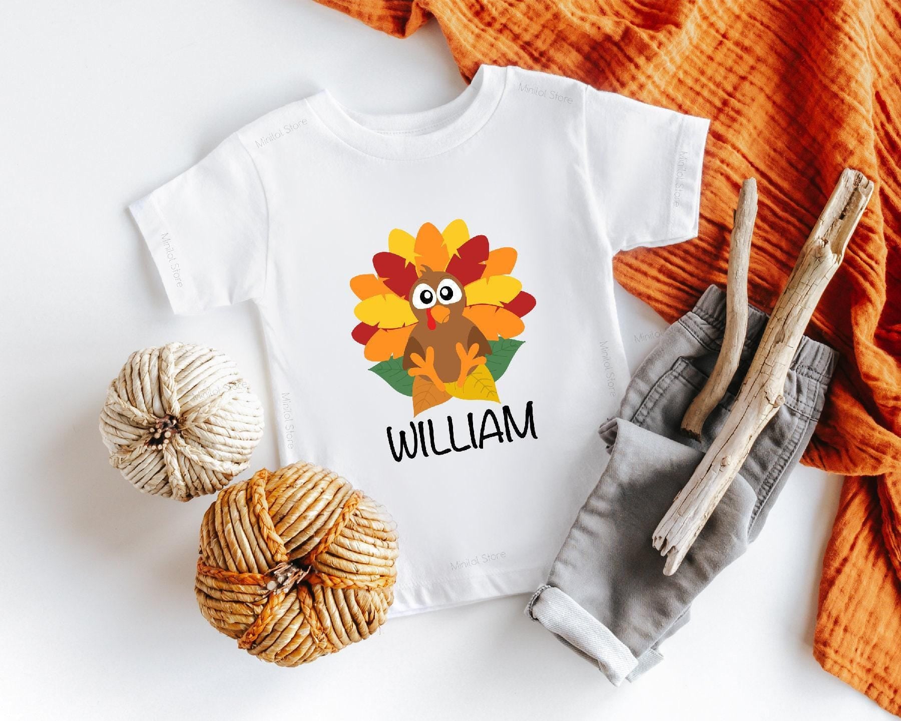Close-up of the Personalized Turkey Thanksgiving apparel design
