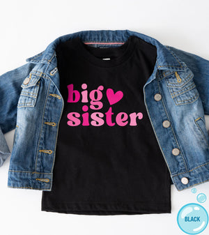 Big Sister Announcement typographic design on Baby Short Sleeve Onesie®