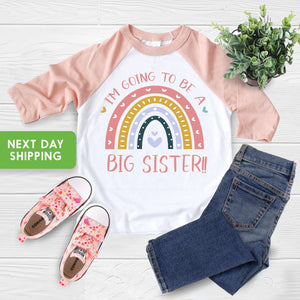 I'm Going to Be a Big Sister typographic design on Baby Short Sleeve Onesie®