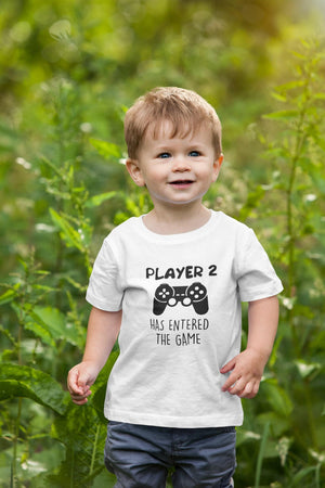 Player 2 Entered the Game game controller design on Baby Short Sleeve Onesie®