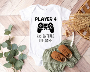 Player 4 Entered the Game game controller design on Baby Short Sleeve Onesie®