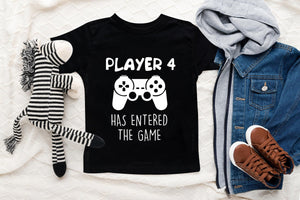 Player 4 Entered the Game game controller design on Baby Short Sleeve Onesie®