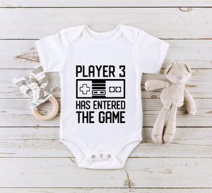 Player 3 Retro Game Controller game controller design on Baby Short Sleeve Onesie®