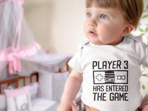 Player 3 Retro Game Controller game controller design on Baby Short Sleeve Onesie®