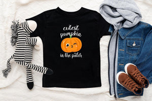 Lifestyle mockup featuring Cutest Pumpkin in the Patch Fall Toddler Shirt