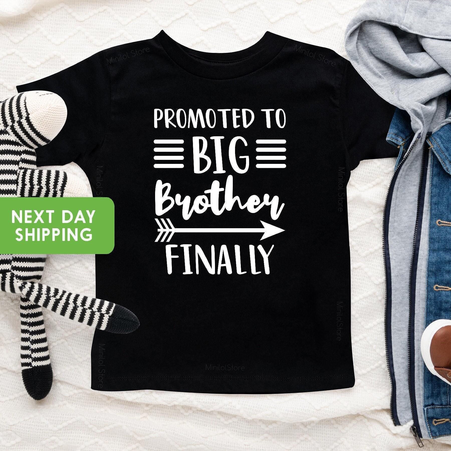 Main pregnancy announcement product mockup for Promoted to Big Brother Pregnancy Announcement Sibling Reveal Shirt – Style 4