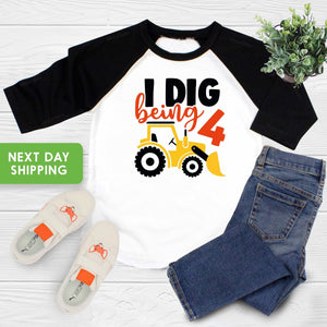 I Dig Being 4 Construction Birthday Shirt birthday product image 1