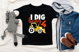 I Dig Being 4 Construction Birthday Shirt birthday product image 3