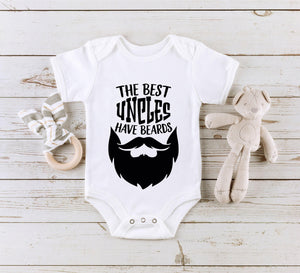Uncle Pregnancy Announcement Aunt & Uncle typographic design on Baby Short Sleeve Onesie®