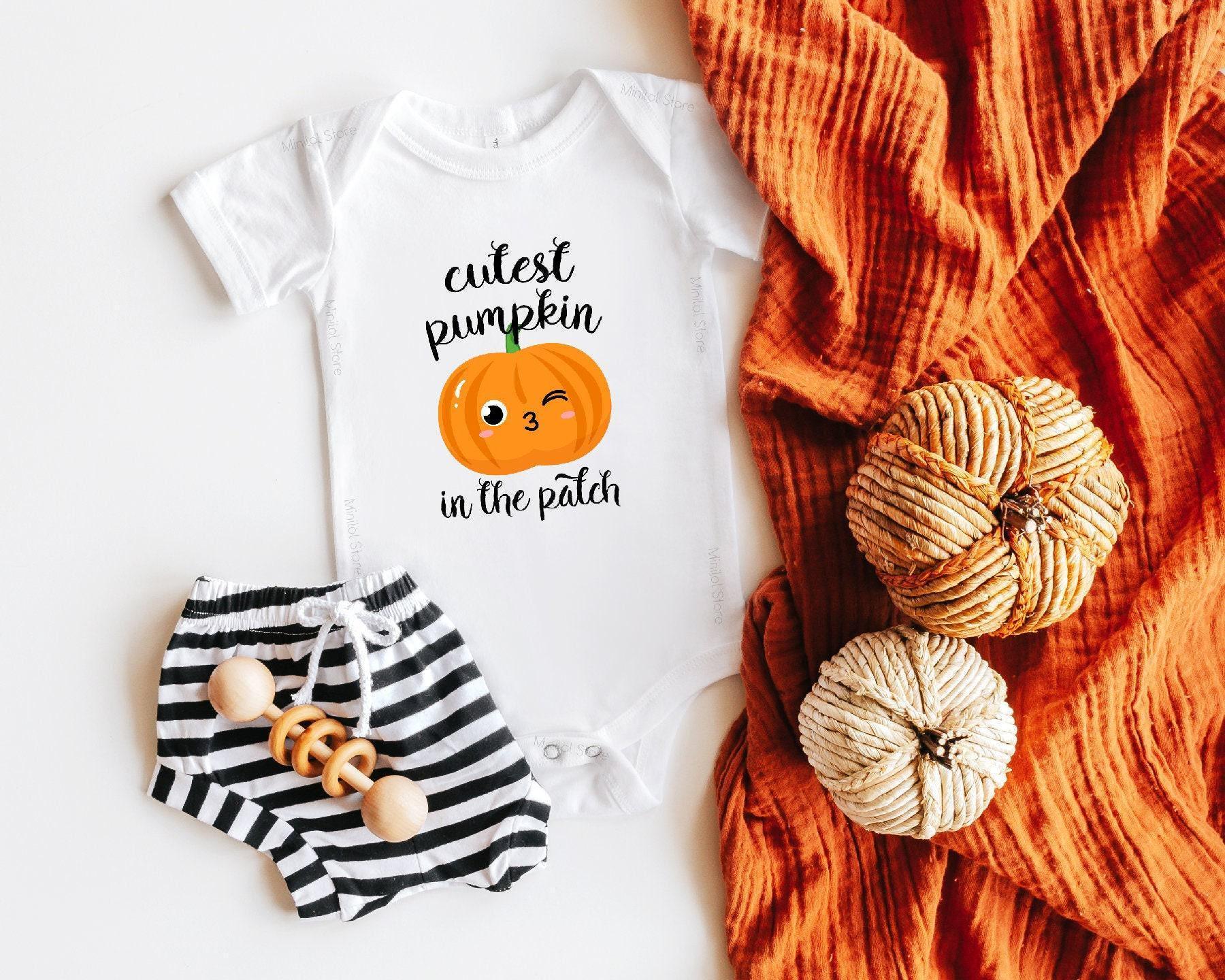 Close-up of the Cutest Pumpkin in the Patch fall apparel design