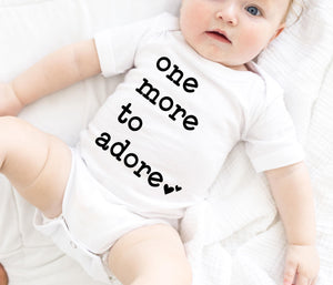 Personalized One More to Adore typographic design on Baby Short Sleeve Onesie®