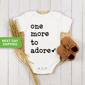Personalized One More to Adore typographic design on Baby Short Sleeve Onesie®