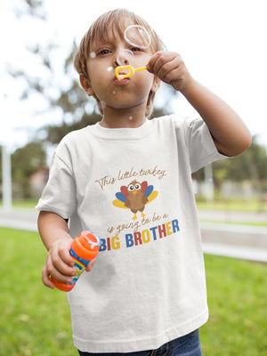 Seasonal apparel color chart for Little Turkey Big Brother Announcement Thanksgiving Kids Shirt