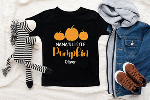 Close-up of the Mama's Little Pumpkin fall apparel design