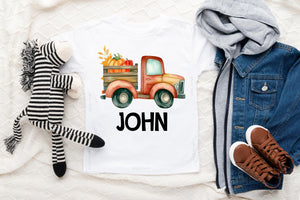Main product mockup of Personalized Pumpkin Truck Fall Kids Shirt