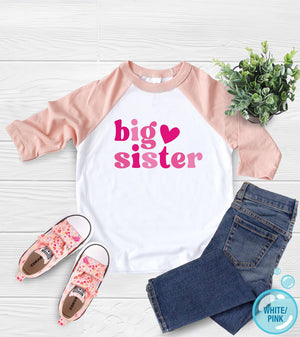 Big Sister Announcement typographic design on Baby Short Sleeve Onesie®