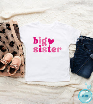 Big Sister Announcement typographic design on Baby Short Sleeve Onesie®