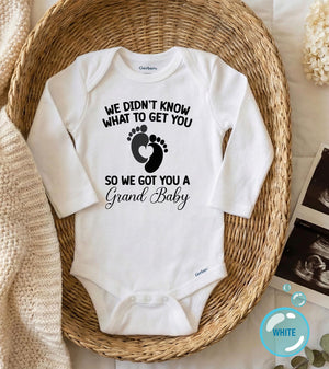 We Got You a Grandbaby typographic design on Baby Short Sleeve Onesie®