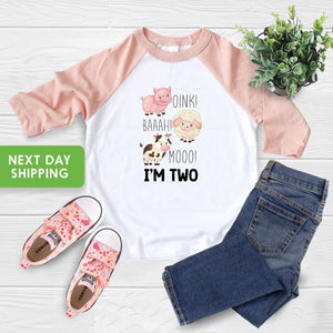 Oink Baa Moo I'm Two Farm Birthday Shirt birthday product image 2