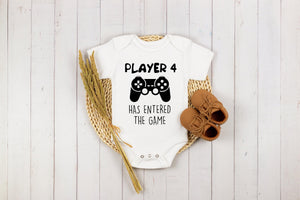 Player 4 Entered the Game game controller design on Baby Short Sleeve Onesie®