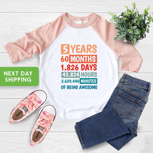 5 Years of Being Awesome Birthday Shirt birthday product image 3