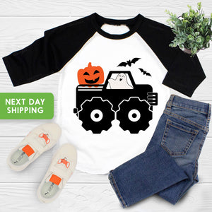 Alternate baby or kids garment view for Halloween Monster Truck Kids Shirt