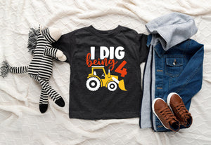 I Dig Being 4 Construction Birthday Shirt birthday product image 2