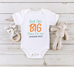 God Has Big Plans for Me cross design on Baby Short Sleeve Onesie®