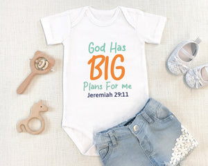 God Has Big Plans for Me cross design on Baby Short Sleeve Onesie®