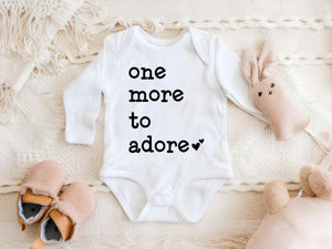Personalized One More to Adore typographic design on Baby Short Sleeve Onesie®