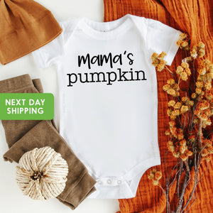 Main product mockup of Mama's Pumpkin Fall Baby Onesie®
