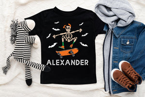 Personalized Skeleton Halloween Kids Shirt product image 4