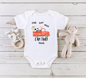 Oink Baa Moo Blue Truck Birthday Shirt birthday product image 2