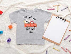 Oink Baa Moo Blue Truck Birthday Shirt birthday product image 4