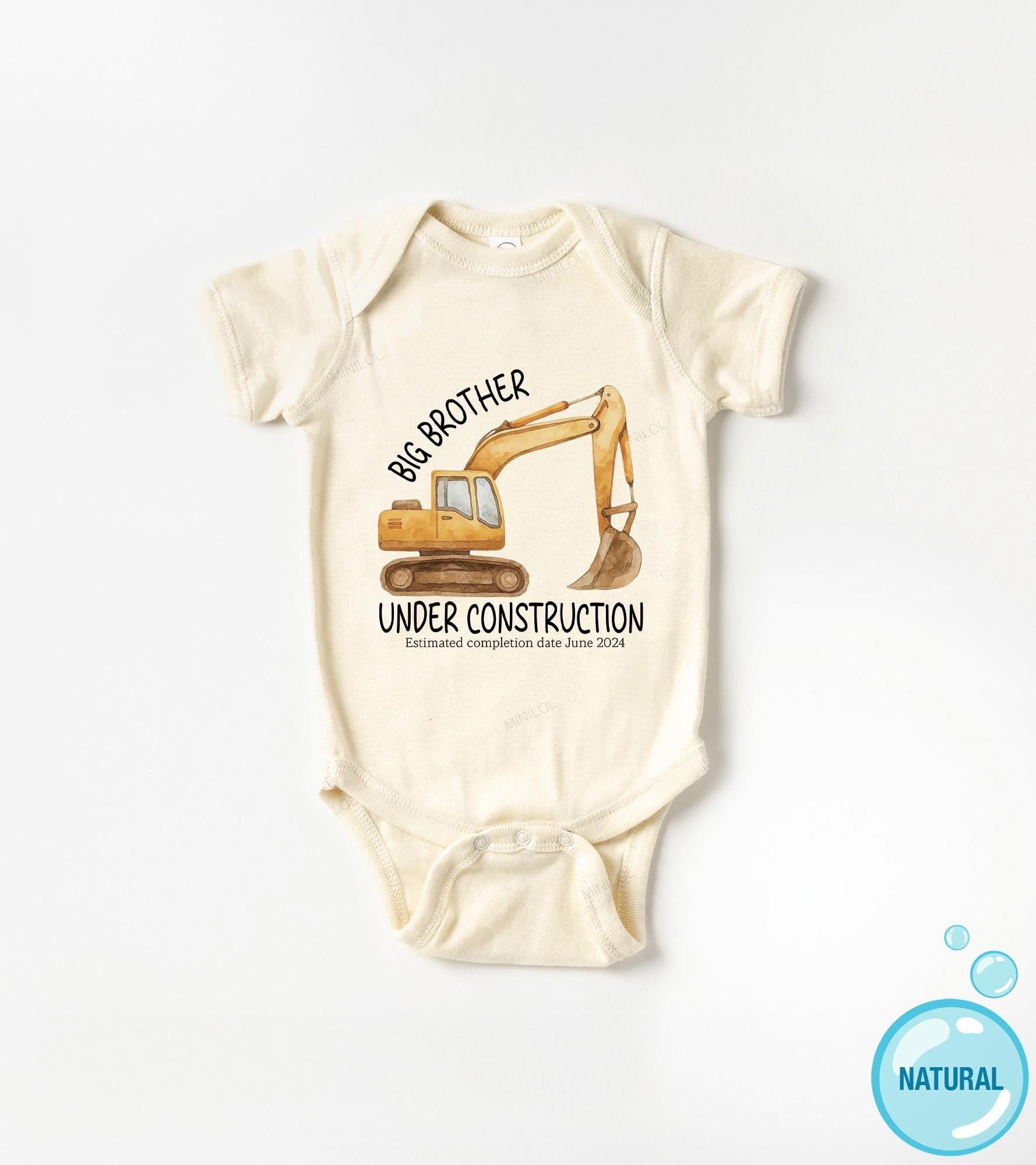 Close-up of the Big Brother : Construction Pregnancy Announcement for Boys baby announcement design