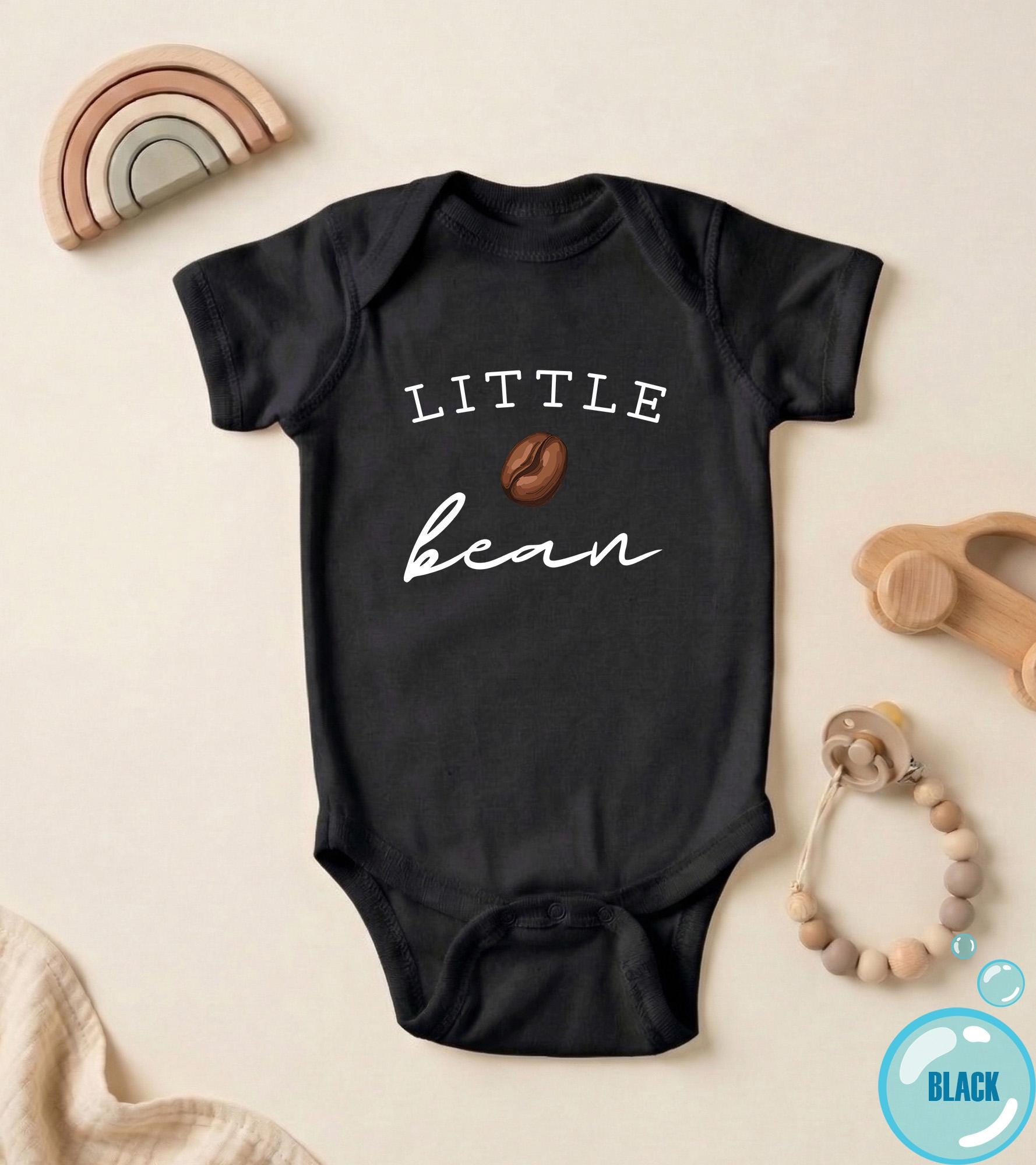 Close-up of the Little Bean baby announcement design