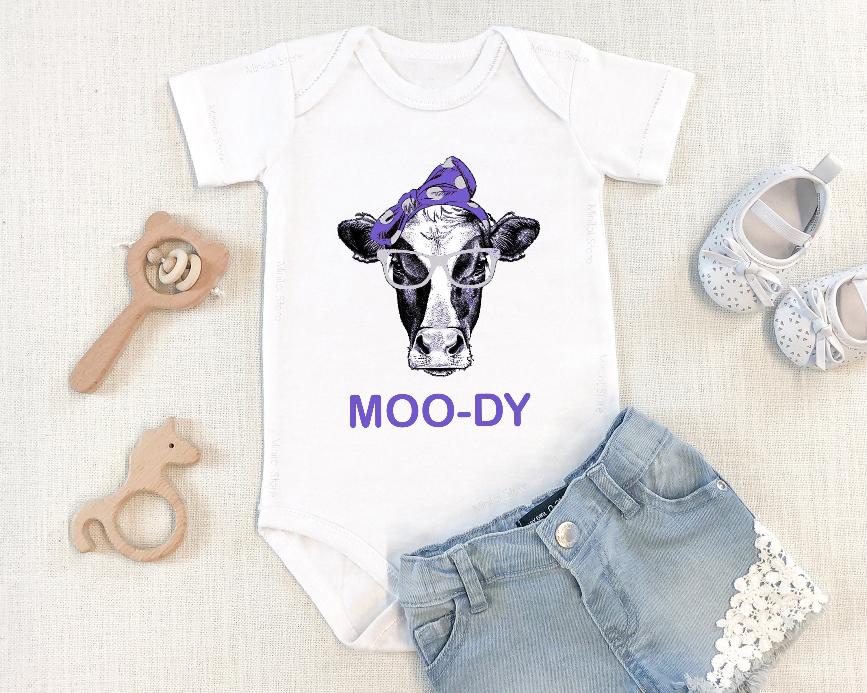 Farm Onesie® Cow Onesie® "Mood-Dy",  Country Baby Clothes, Cute Cow Bodysuit, Cute Onesie® Funny Onesie®