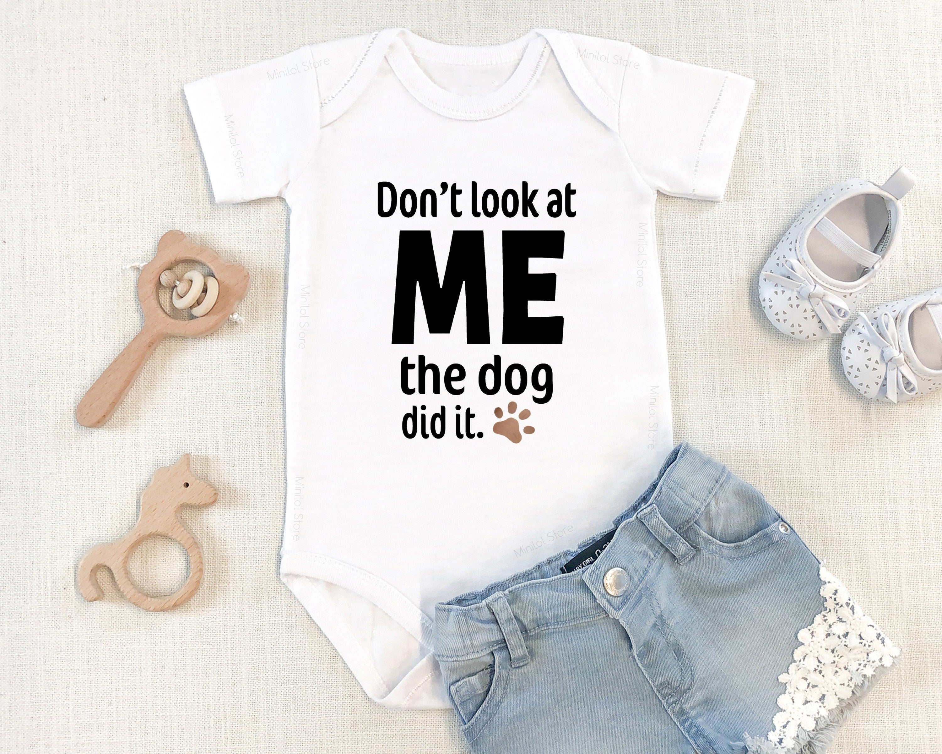 The Dog Did It Onesie® Funny Baby Bodysuit, Cute Pet Shirt