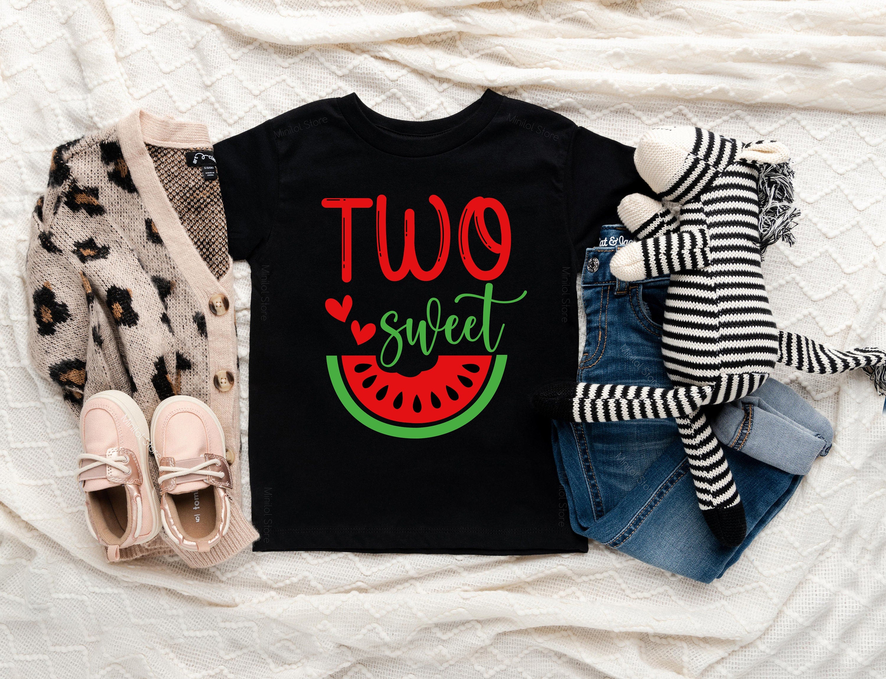 2nd Birthday Shirt Girl With Watermelon,  2 Sweet Shirt For Second Birthday Party, 2 Year Old Birthday Gift