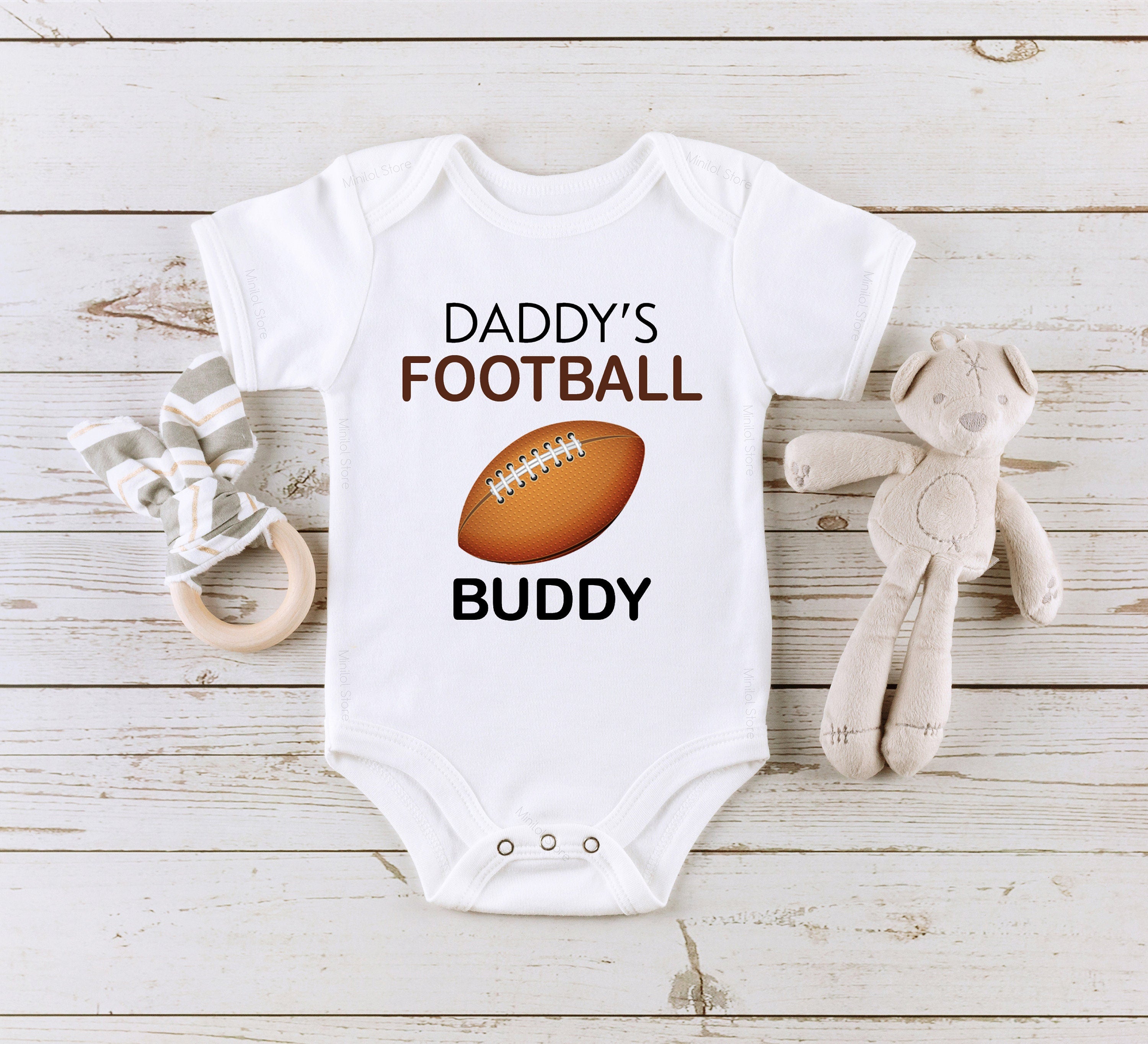 Daddy's Football Buddy Onesie® Funny Baby Bodysuit, Sports Baby Gift, Baby Boy Clothes, Baby Boy Gift, Fathers Day Gift