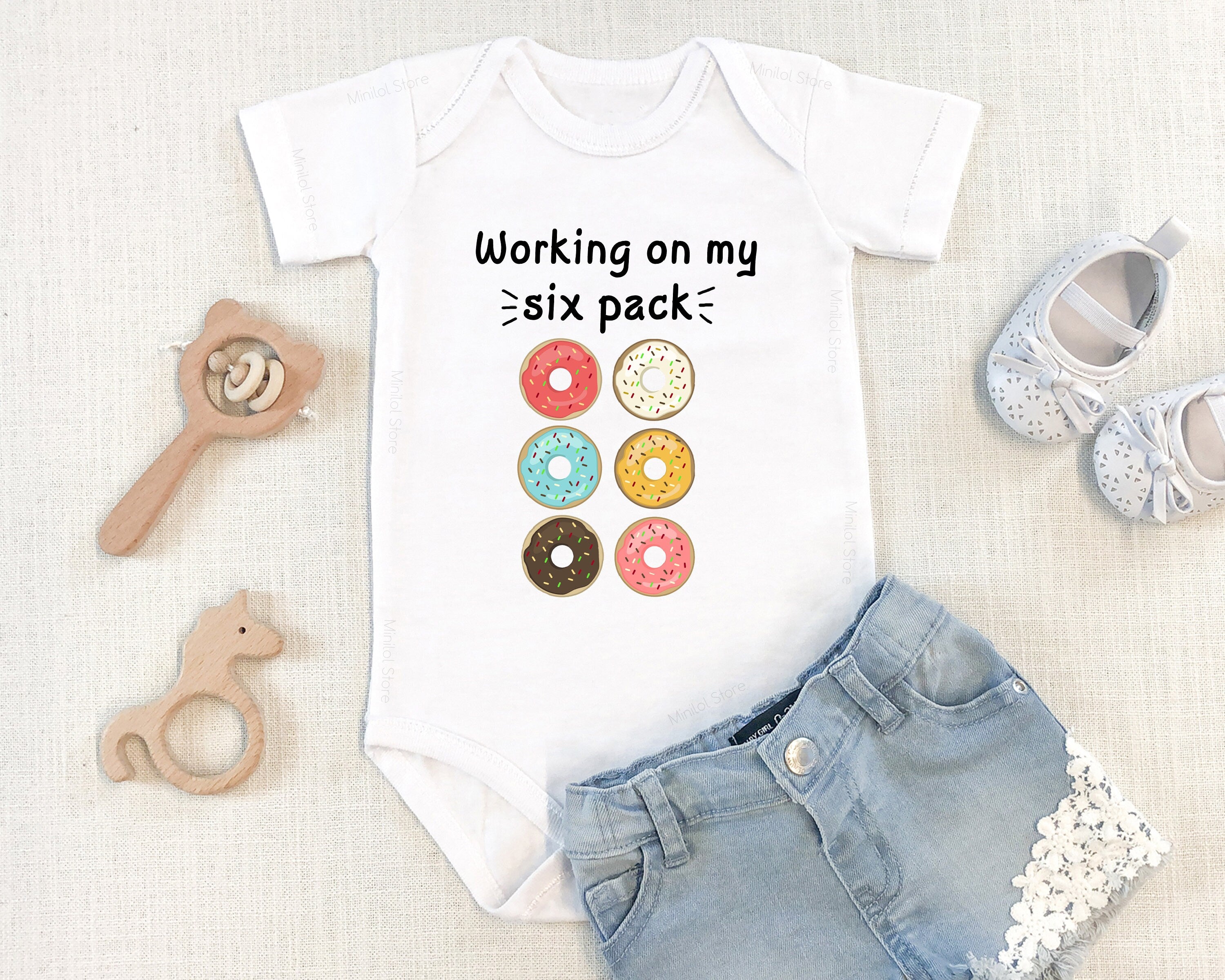 Working On My Six Pack Onesie®, Unisex Baby Onesie®, Baby Onesie®Funny, Baby Shower Gift