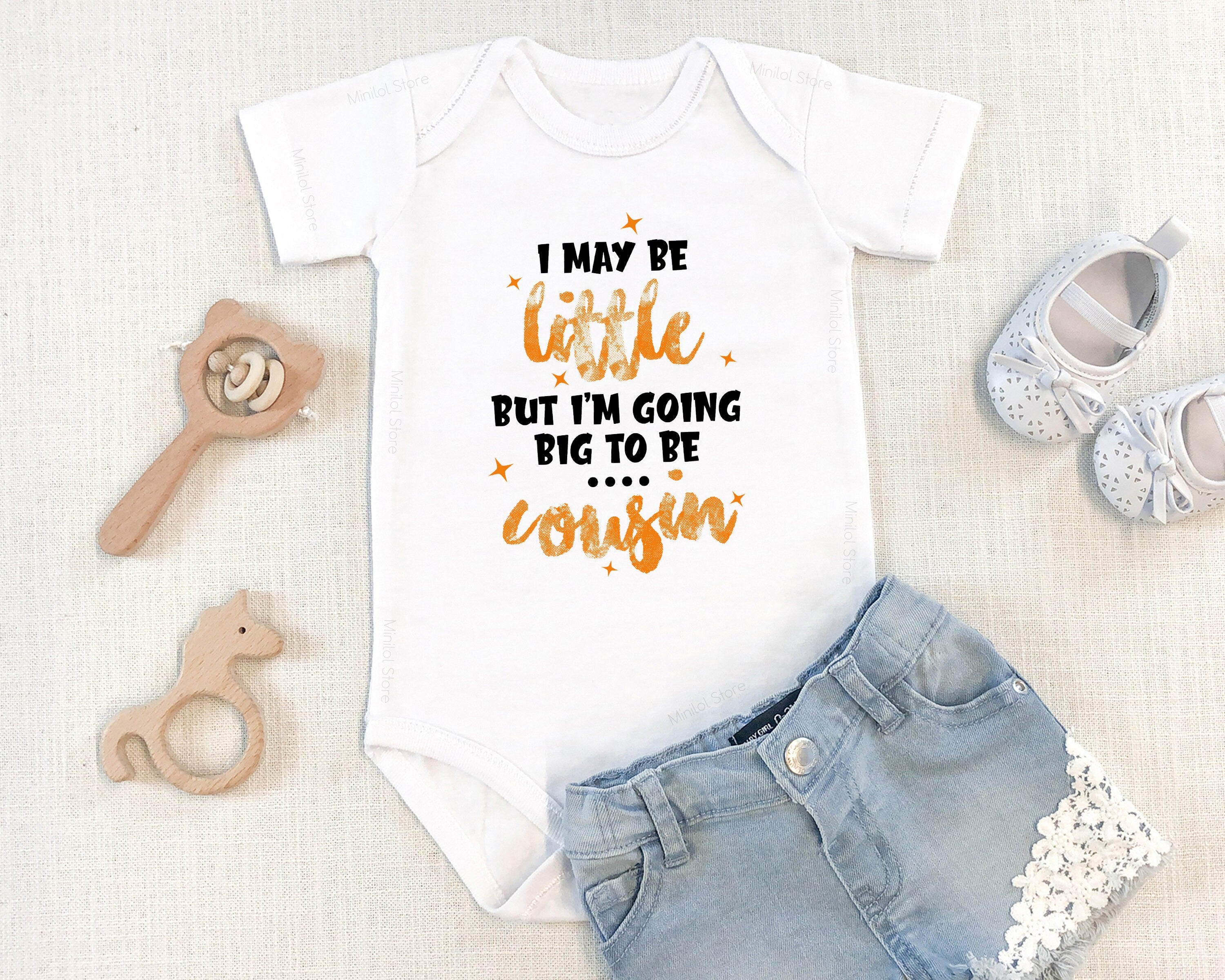 Big Cousin Onesie®, I May Be Little But I'm Going To Be A Big Cousin Onesie®, Cute Baby Onesie®, Reveal Onesie®, New Cousin Baby Bodysuit