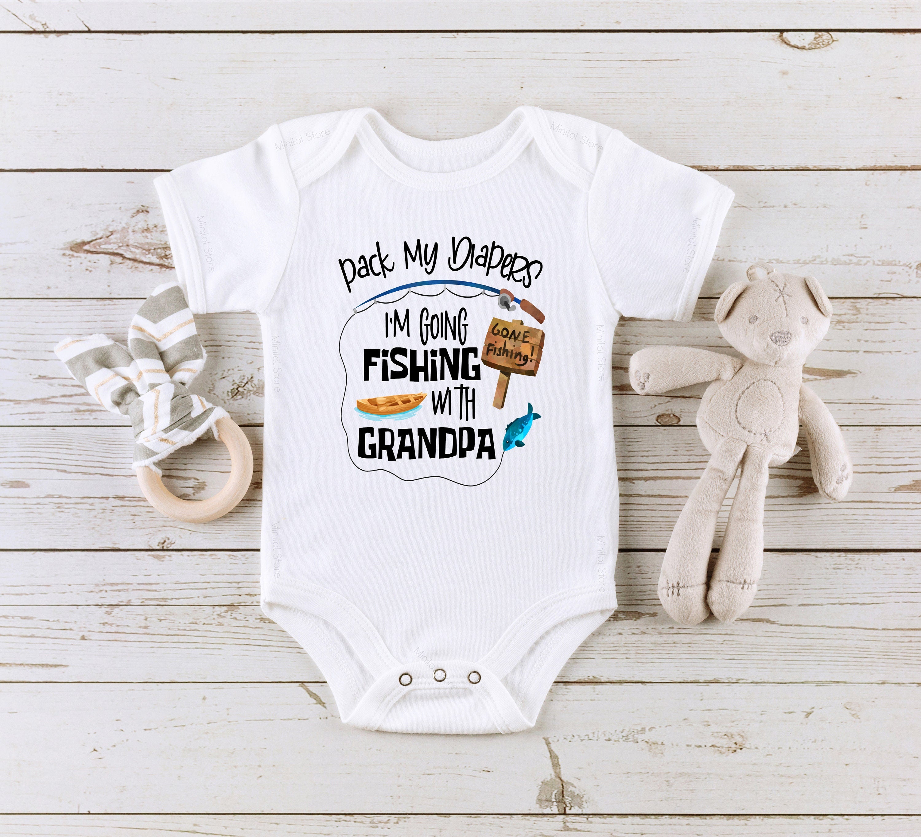 Grandpa's Fishing Buddy Baby Onesie® Grandpa Baby Shower Gift, Grandfather Shirt, Grandson Baby Bodysuit, Granddaughter Gift, I Love Grandpa