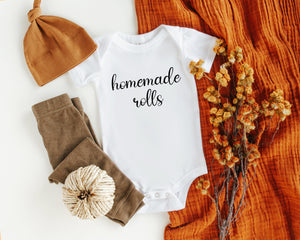 Alternate baby or kids garment view for Homemade Rolls Thanksgiving Baby Onesie® – Style 2