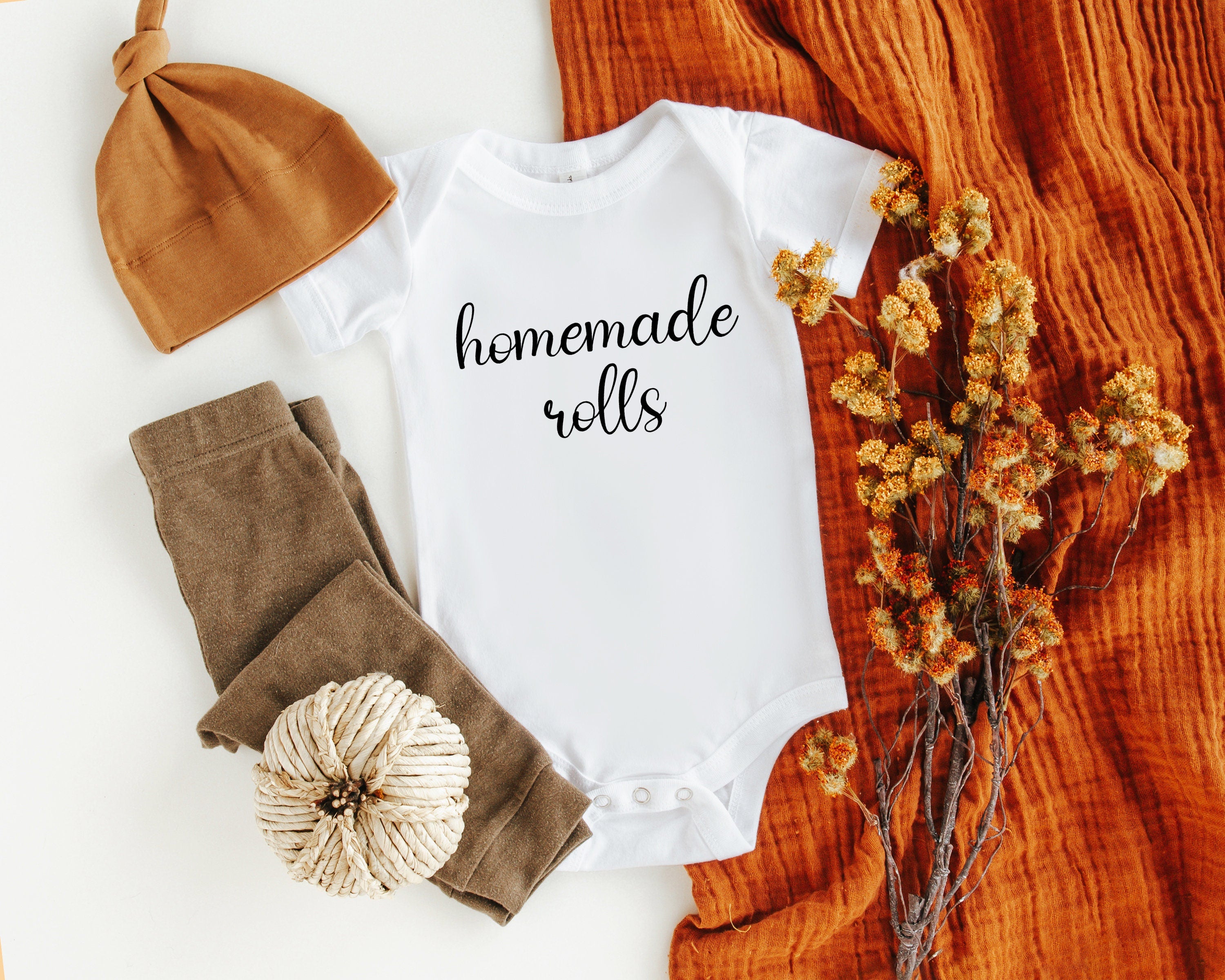Alternate baby or kids garment view for Homemade Rolls Thanksgiving Baby Onesie® – Style 2