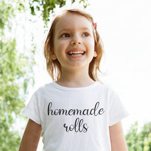 Baby toddler and youth size chart for Homemade Rolls Thanksgiving Baby Onesie® – Style 2
